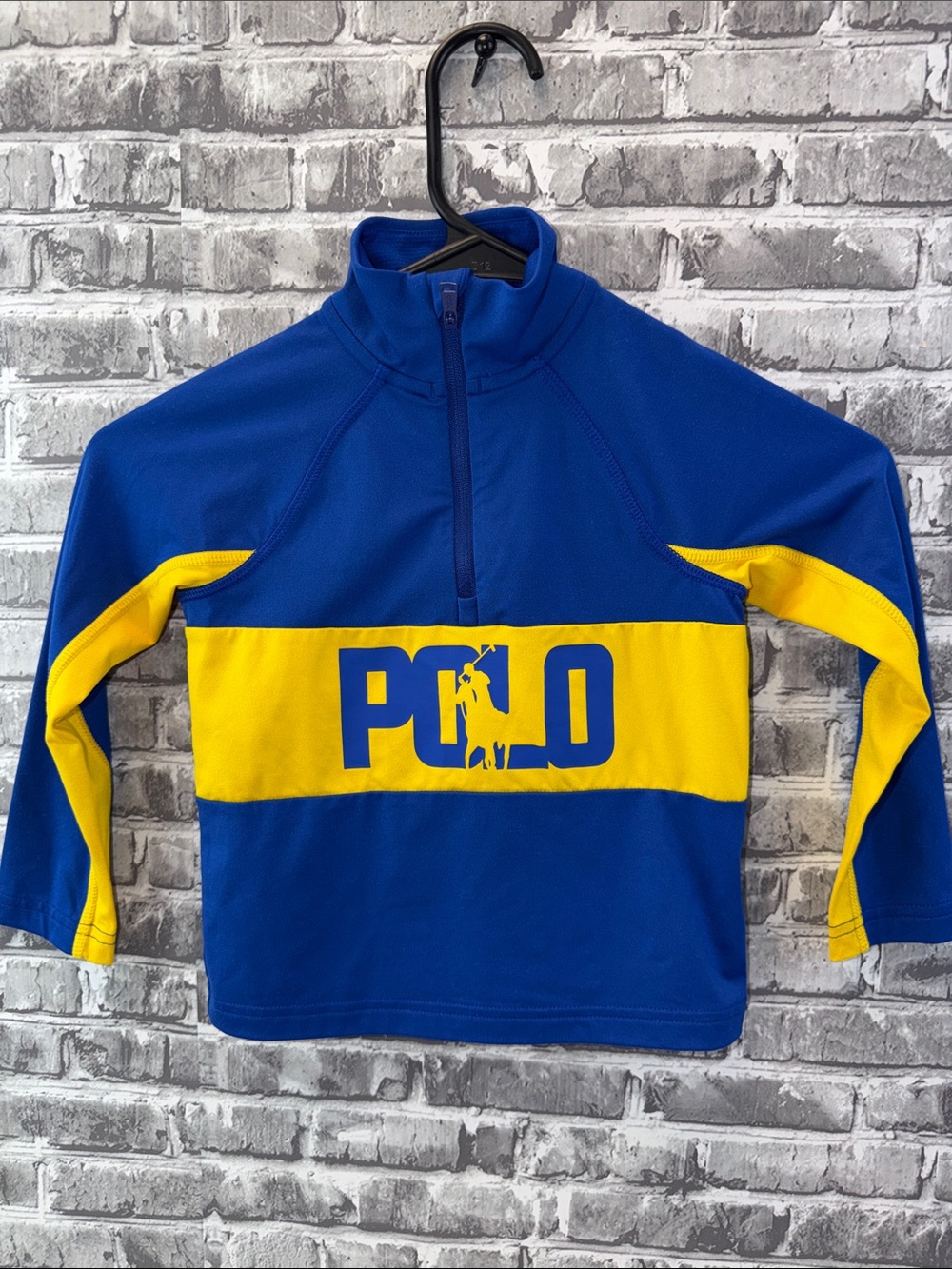 Polo Ralph Lauren performance Blue & Yellow Half-Zip Pullover - Picture 1 of 7